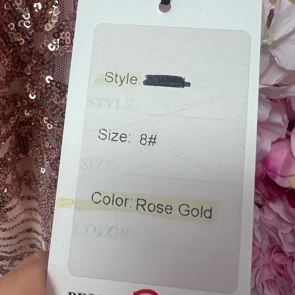 Amarra 20011 rose gold size 8 fit & flare fully sequined v neck long dress - Picture 5 of 6